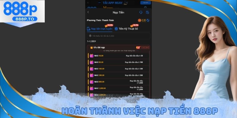 Hoàn thành việc nạp tiền 888P